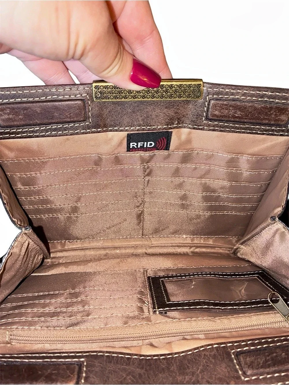 Gun Tote'n Mamas RFID Conceal/Carry Brown Crossbody Bag